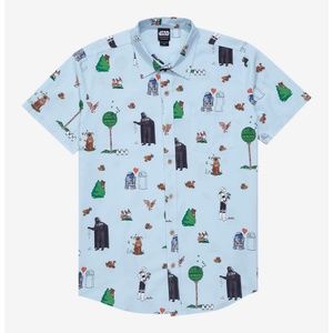 Star Wars Earth Day AOP Woven Button-up | BoxLunch Exclusive Sz S | NWT!